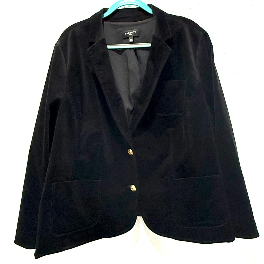 Talbots velvet‎ Black Women's Blazer with Gold Buttons 24W - Picture 4 of 12